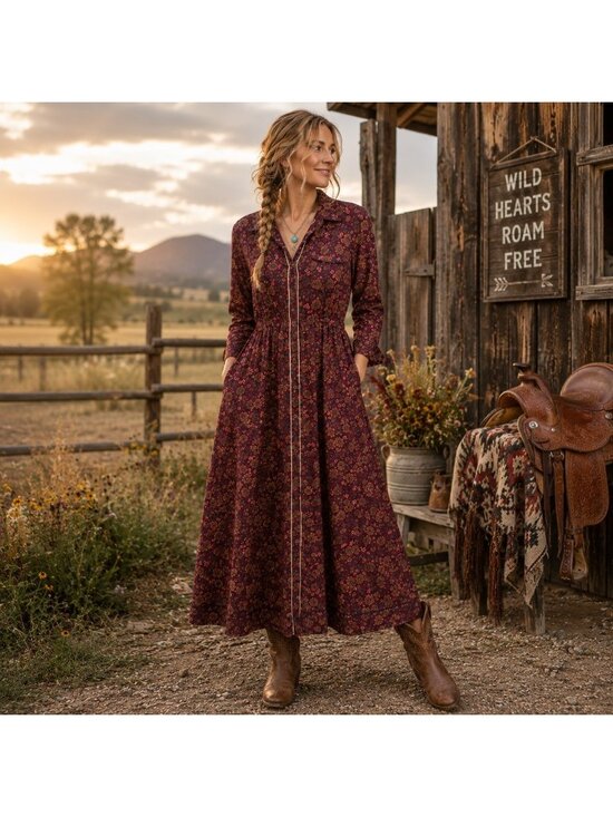 NATURAL LIFE Dresses & Skirts - Natural Life Womens Maxi Shirt Dress Size M Floral Boho Cottagecore Button Front